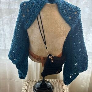 Handcrafted Blue Crochet Sweater
